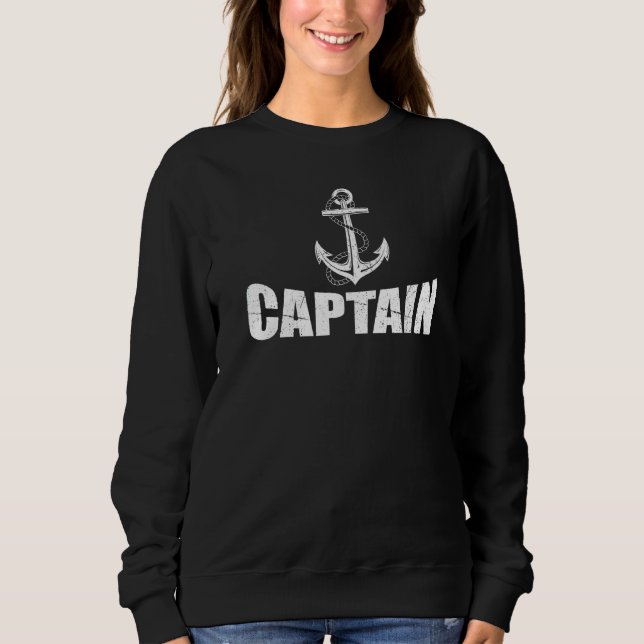 Pontoon Boat Captain Anchor Captain Skipper   Sweatshirt (Front)