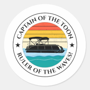 Pontoon boat Captain Boating Pontooning Fishing Classic Round Sticker