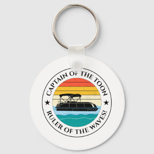 Pontoon boat Captain Boating Pontooning Fishing Key Ring