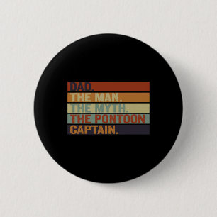 Pontoon Boat Captain Dad Funny Sailing And Boating 6 Cm Round Badge