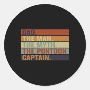 Pontoon Boat Captain Dad Funny Sailing And Boating Classic Round Sticker