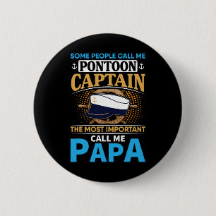 Pontoon Boat Captain Gift For Grandfather Dad Papa 6 Cm Round Badge