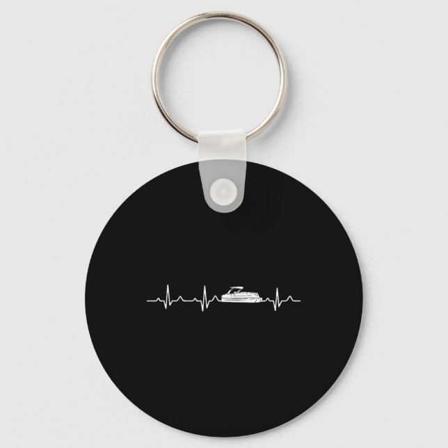Pontoon Boat Captain Heartbeat  Key Ring (Front)