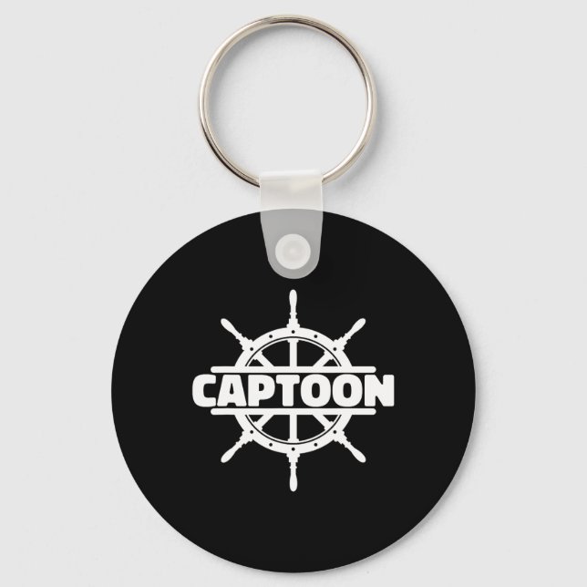 Pontoon Boat Captoon Boating Pontoon Captain  Key Ring (Front)