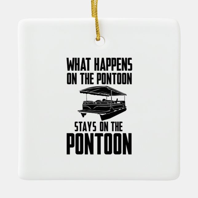Pontoon Boat Ceramic Ornament (Front)