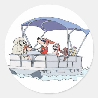 Pontoon Boat Classic Round Sticker