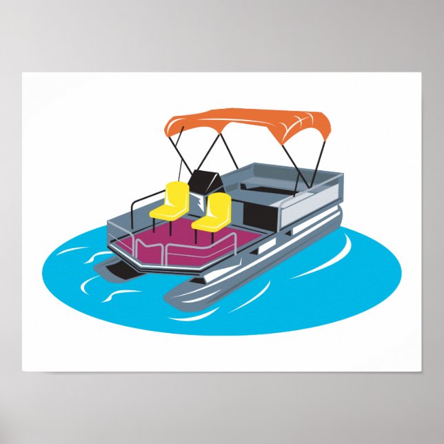 Pontoon Boat Retro Poster (Front)