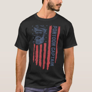 Pontoon Captain American Flag Funny Boating Boat 4 T-Shirt