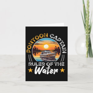 Pontoon Captain Boat Boating Retro Vintage Card