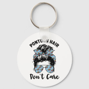 Pontoon Captain Boating Pontoon Hair Don't Care Me Key Ring