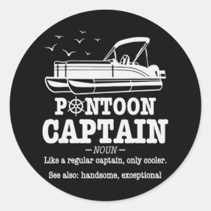 Pontoon Captain Definition Boat Life Funny Boating Classic Round Sticker