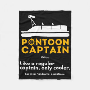 Pontoon Captain Definition - Funny Boat Pontooning Fleece Blanket