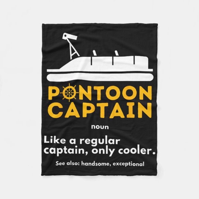 Pontoon Captain Definition - Funny Boat Pontooning Fleece Blanket (Front)