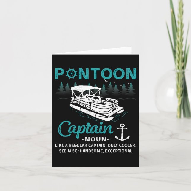 Pontoon Captain Definition Funny Pontoon Boat Boat Card (Front)