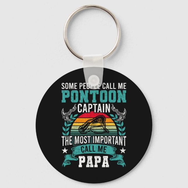 Pontoon Captain Papa Pontooning Boating  Key Ring (Front)