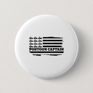 Pontoon Captain Patriotic Boat Owner American Flag 6 Cm Round Badge