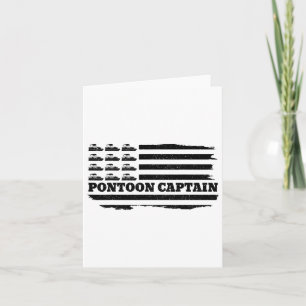 Pontoon Captain Patriotic Boat Owner American Flag Card