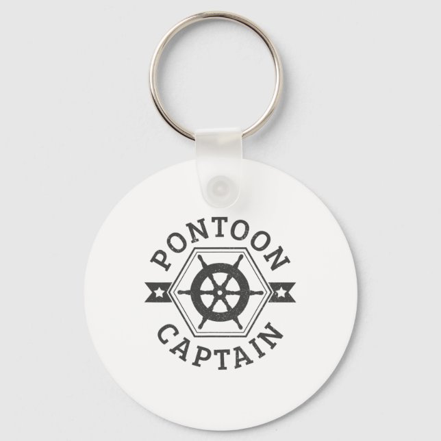 Pontoon Captain - Pontooning Boat Boating Nautical Key Ring (Front)