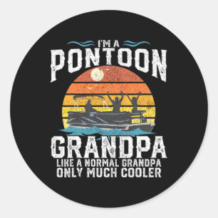 Pontoon Grandpa Captain Retro Funny Boating Father Classic Round Sticker