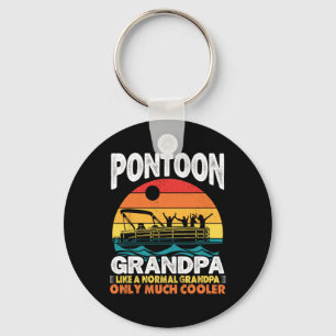 Pontoon Grandpa Captain Retro Funny Boating Father Key Ring