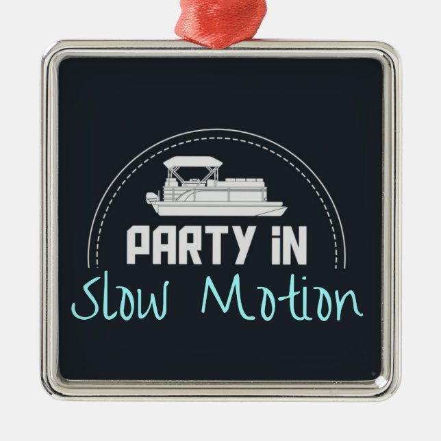 Pontoon Party in slow motion Metal Tree Decoration (Front)