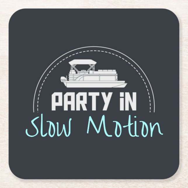 Pontoon Party in slow motion Square Paper Coaster (Front)