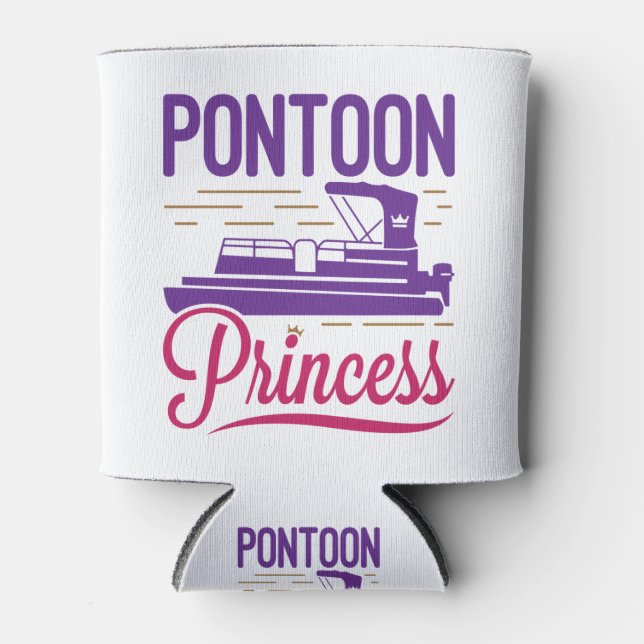 Pontoon Princess Pontooning Motor Boating Can Cooler (Front)