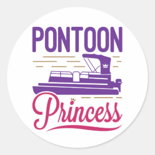 Pontoon Princess Pontooning Motor Boating Classic Round Sticker