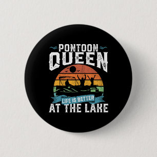 Pontoon Queen Funny Boating Lake Pontooning Womens 6 Cm Round Badge