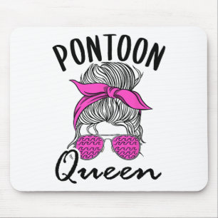 Pontoon Queen Lake Life Messy Bun Vacation Boat Li Mouse Pad