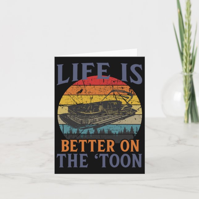 Pontoon Vintage White Pontoon Captain Boating Funn Card (Front)