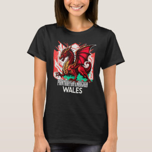 Pontrhydfendigaid Wales Welsh Flag Y Ddraig Goch D T-Shirt