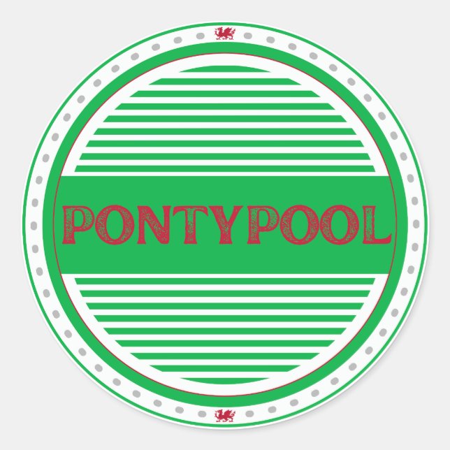 Pontypool City Pride Emblem – Welsh Identity Classic Round Sticker (Front)