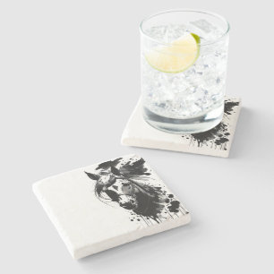 Pony 3 Black & White Stone Coaster