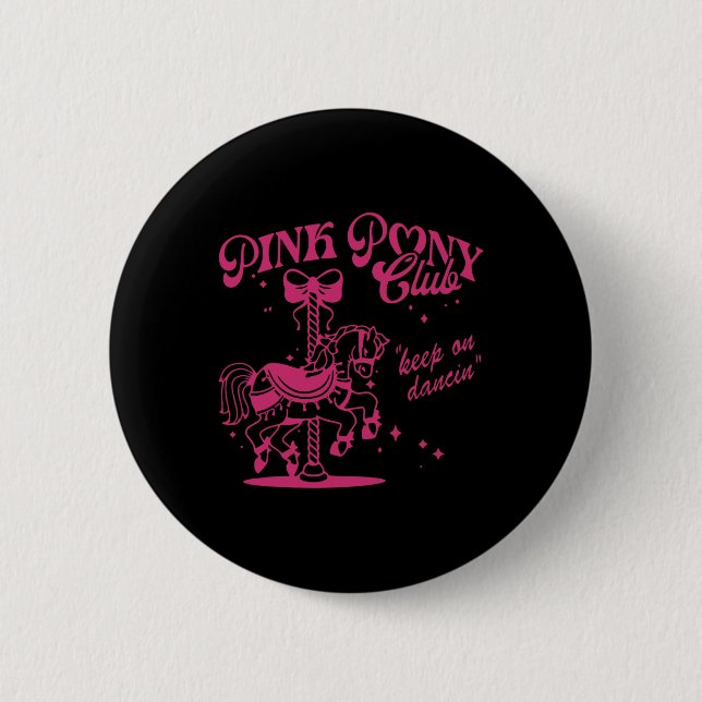 Pony And Heels Lover Pink Girls Clubs Cowgirl  6 Cm Round Badge (Front)