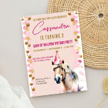Pony birthday party cute pony gold sprinkles invitation<br><div class="desc">Pony birthday party cute brown pony horse wearing a party hat gold sprinkles around pony horses birthday party template invitation instant digital download,  gold white pink themed horses pony birthday party.</div>
