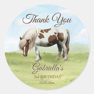Pony birthday party giddy up thank you favour classic round sticker