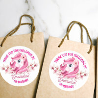 Pony birthday party pink horse thank you