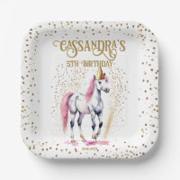 Pony birthday party white horse tableware