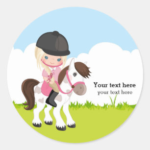 Pony Equestrian Horseback Horse riding Classic Round Sticker