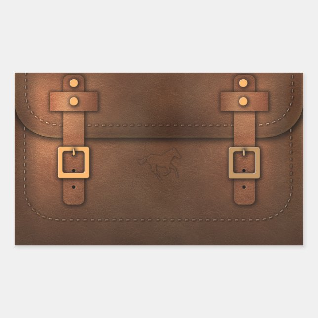 Pony Express leather saddle bag Rectangular Sticker (Front)