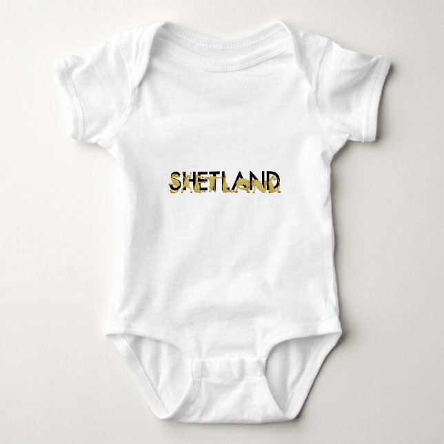 Pony flexing into the letters SHETLAND Baby Bodysuit (Front)