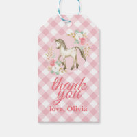 Pony floral and plaid Birthday Party favour tags