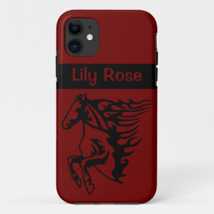 Pony Horse Bronco Stallion Steed Ruby Red Line Art Case-Mate iPhone Case