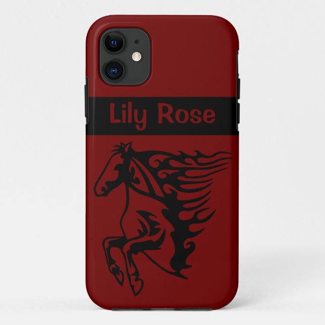 Pony Horse Bronco Stallion Steed Ruby Red Line Art Case-Mate iPhone Case (Back)