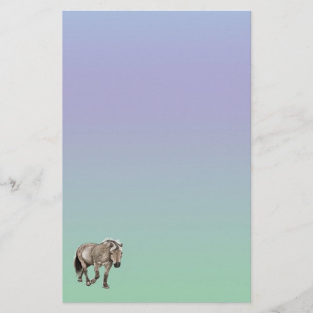 Pony Horse Pastel Stationery Paper (Front)