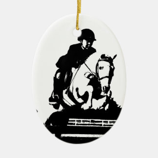 Pony Jumping bw Ceramic Tree Decoration