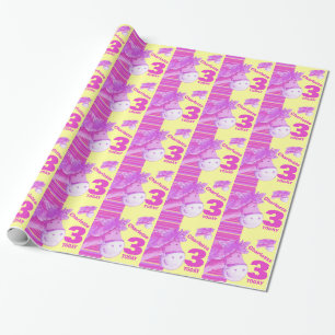 Pony kids 3rd birthday stripe wrapping wrapping paper