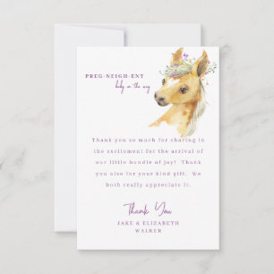 Pony Lavender Baby Shower Message Thank You Card