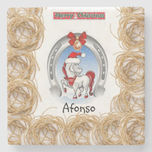 Pony Marble Stone Coaster Christmas